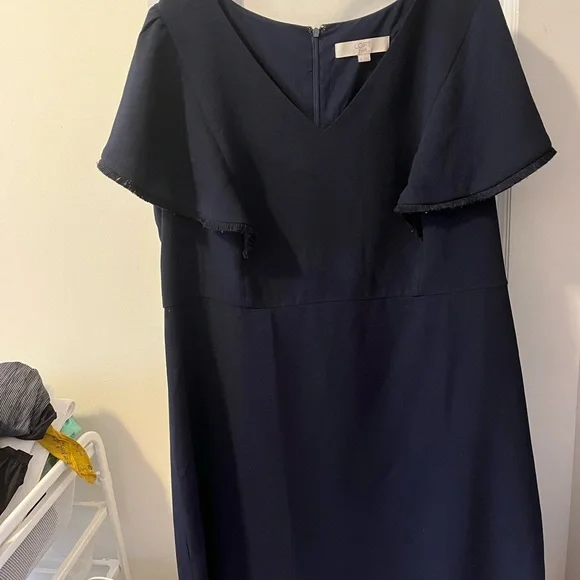 Loft navy flutter sleeve dress - Picture 3 of 6